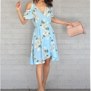 Privacy Please off the shoulder blue floral wrap